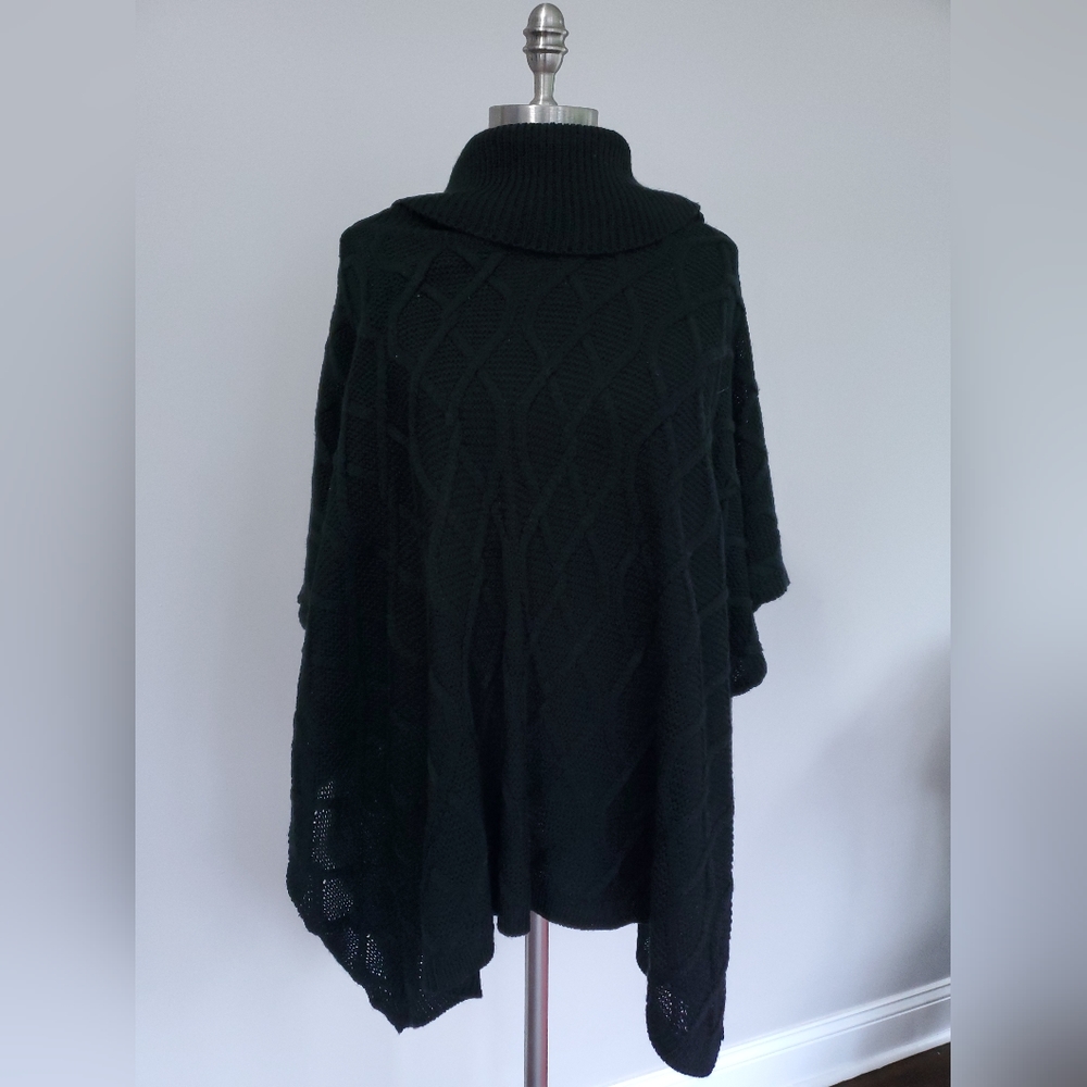 Black knit cowl neck Poncho